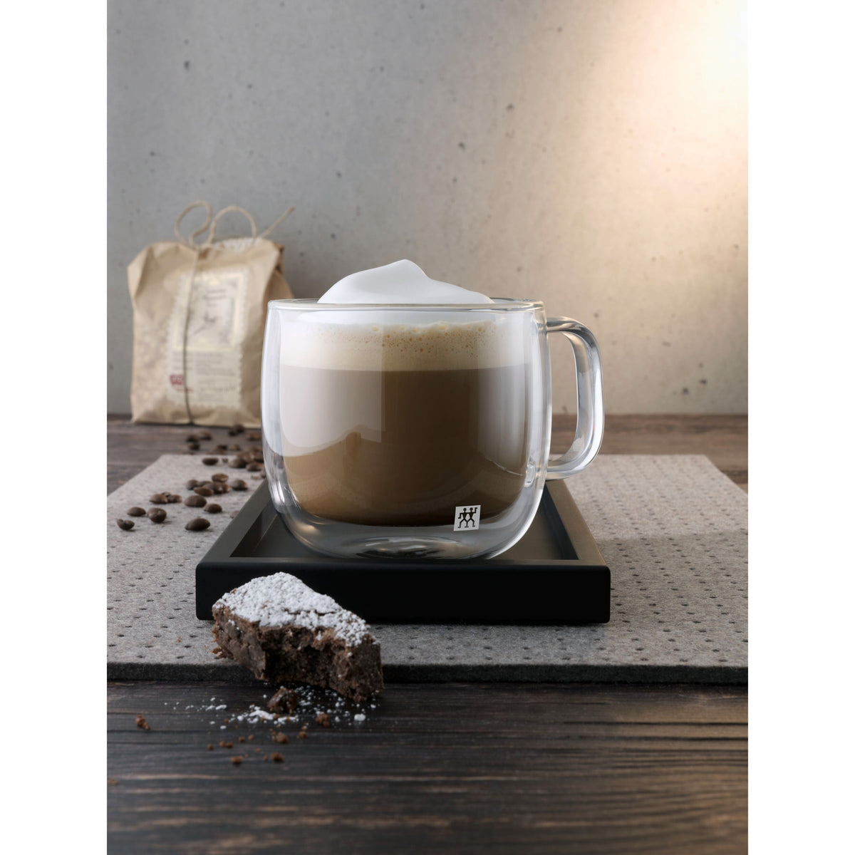 ZWILLING Sorrento Plus Double Wall Glassware 2-pc, Cappuccino Glass Mug Set