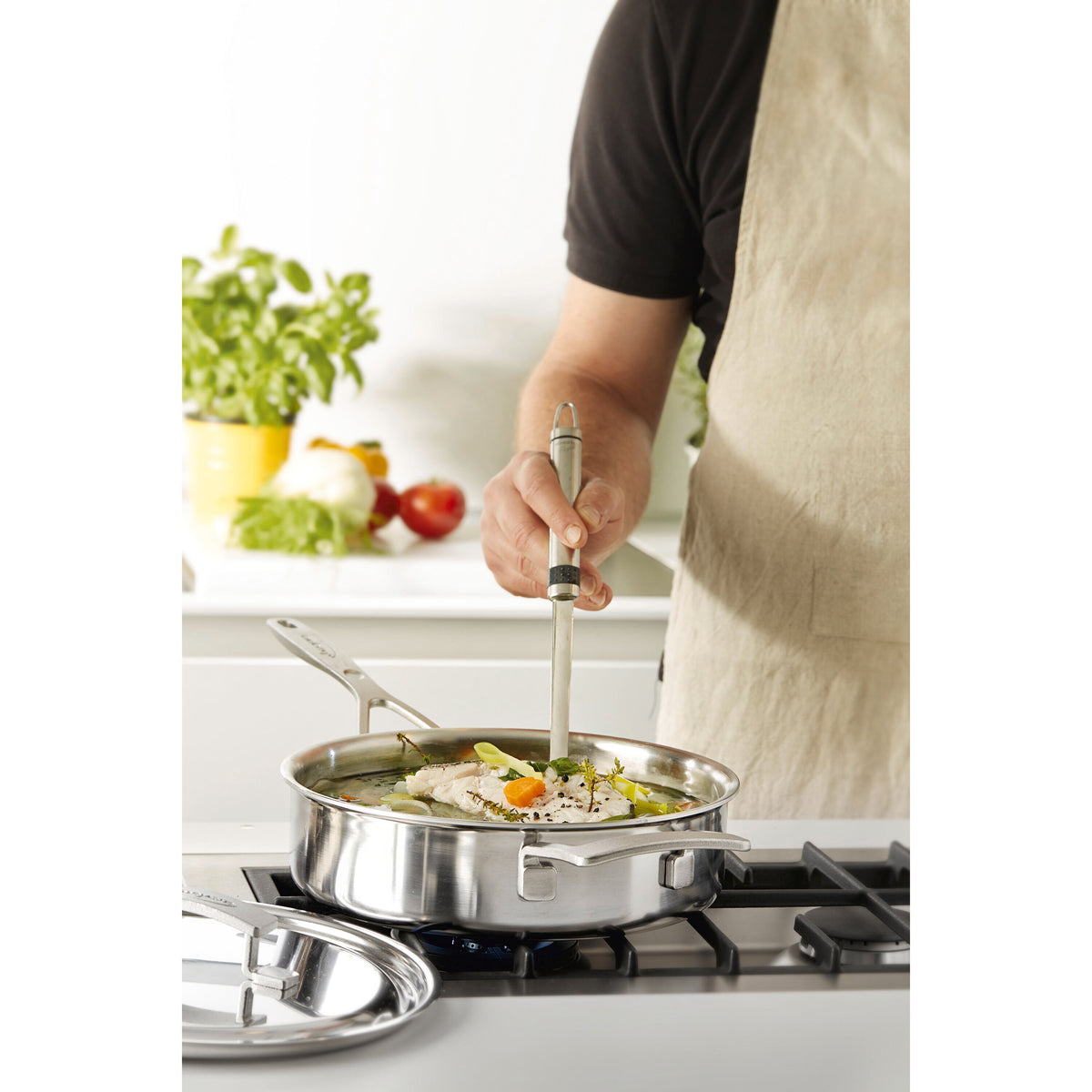 Demeyere Industry 5 3 qt Sauté Pan With Helper Handle And Lid, 18/10 Stainless Steel