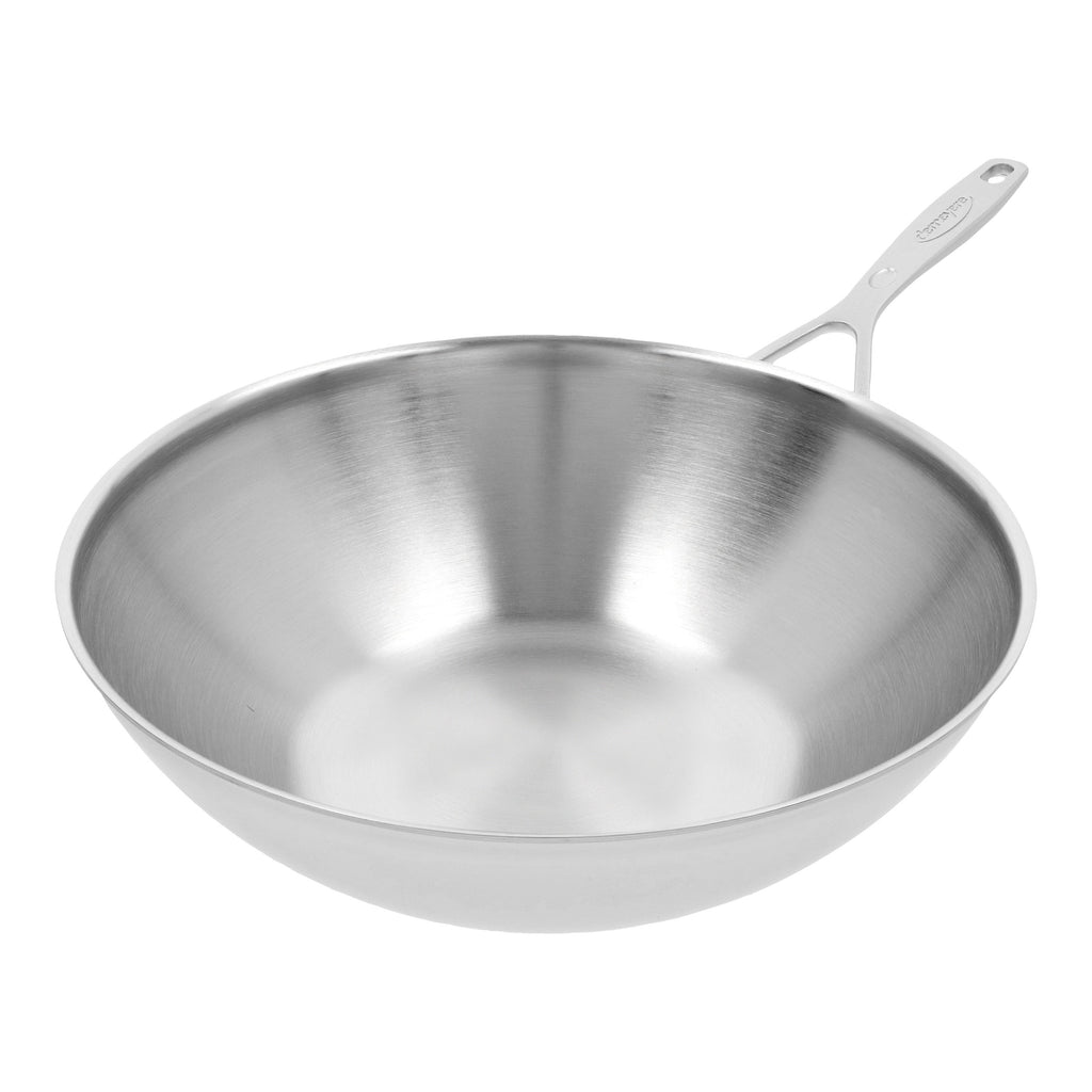 Demeyere Industry 5 12-inch, 18/10 Stainless Steel, Flat Bottom Wok