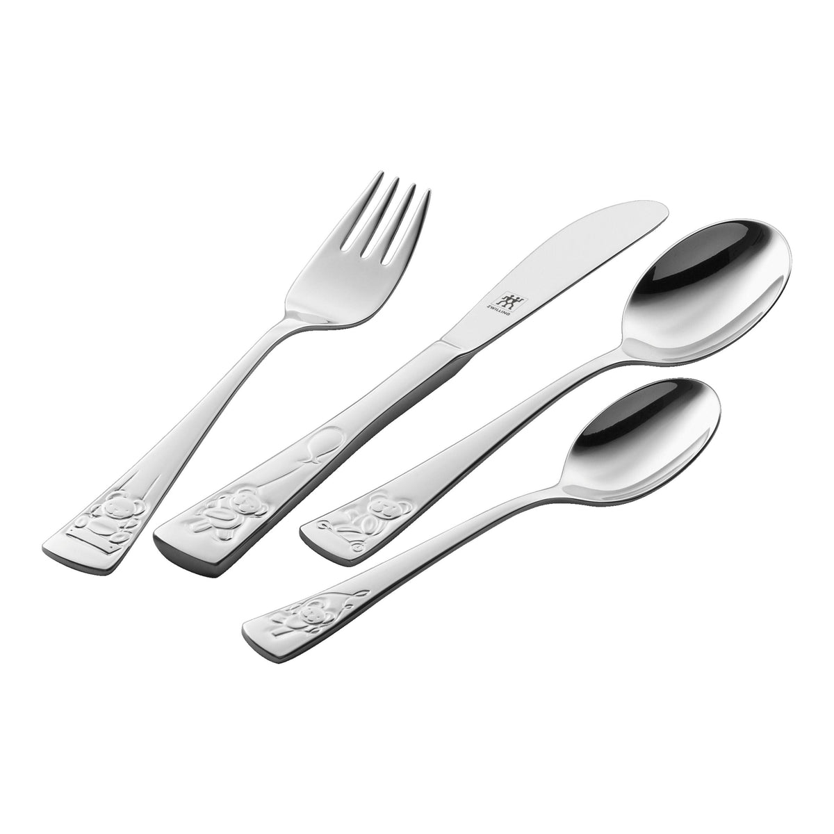 ZWILLING Kids Flatware & Dinnerware 4-pc TWIN Kids Teddy Flatware Set, 18/10 Stainless Steel