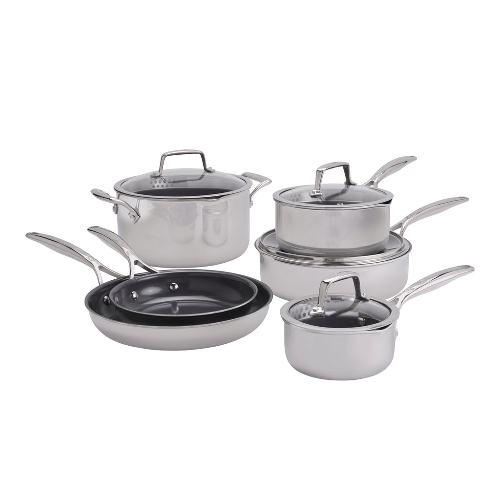 ZWILLING Energy Plus 10-pc, 18/10 Stainless Steel, Pots And Pans Set Ceramic Coating