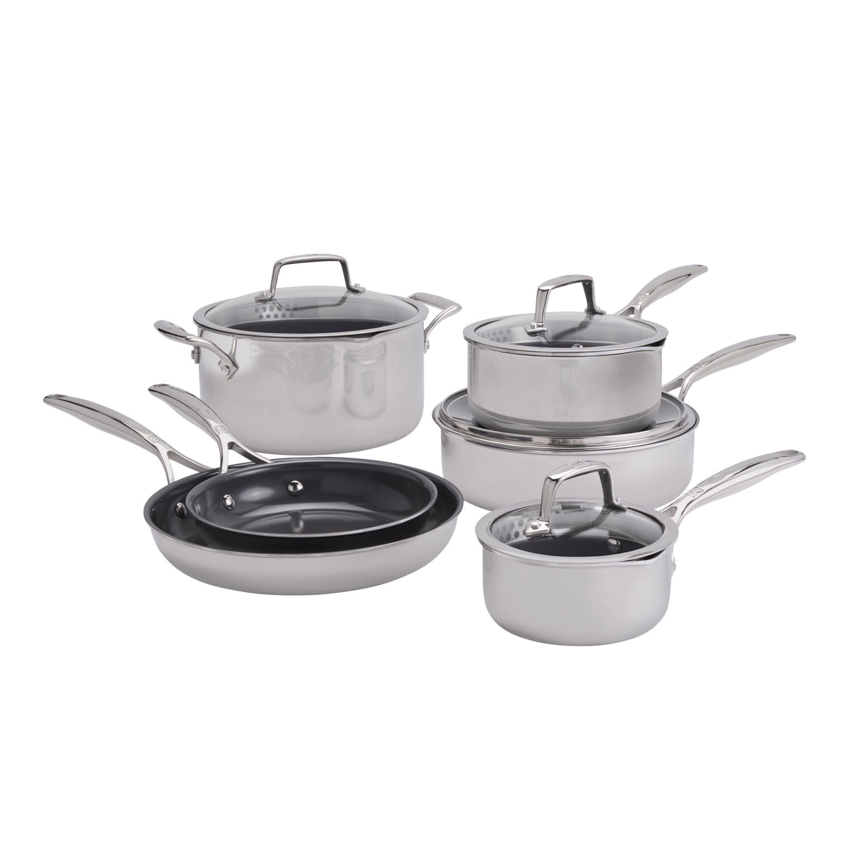 ZWILLING Energy Plus 10-pc, 18/10 Stainless Steel, Pots And Pans Set Ceramic Coating
