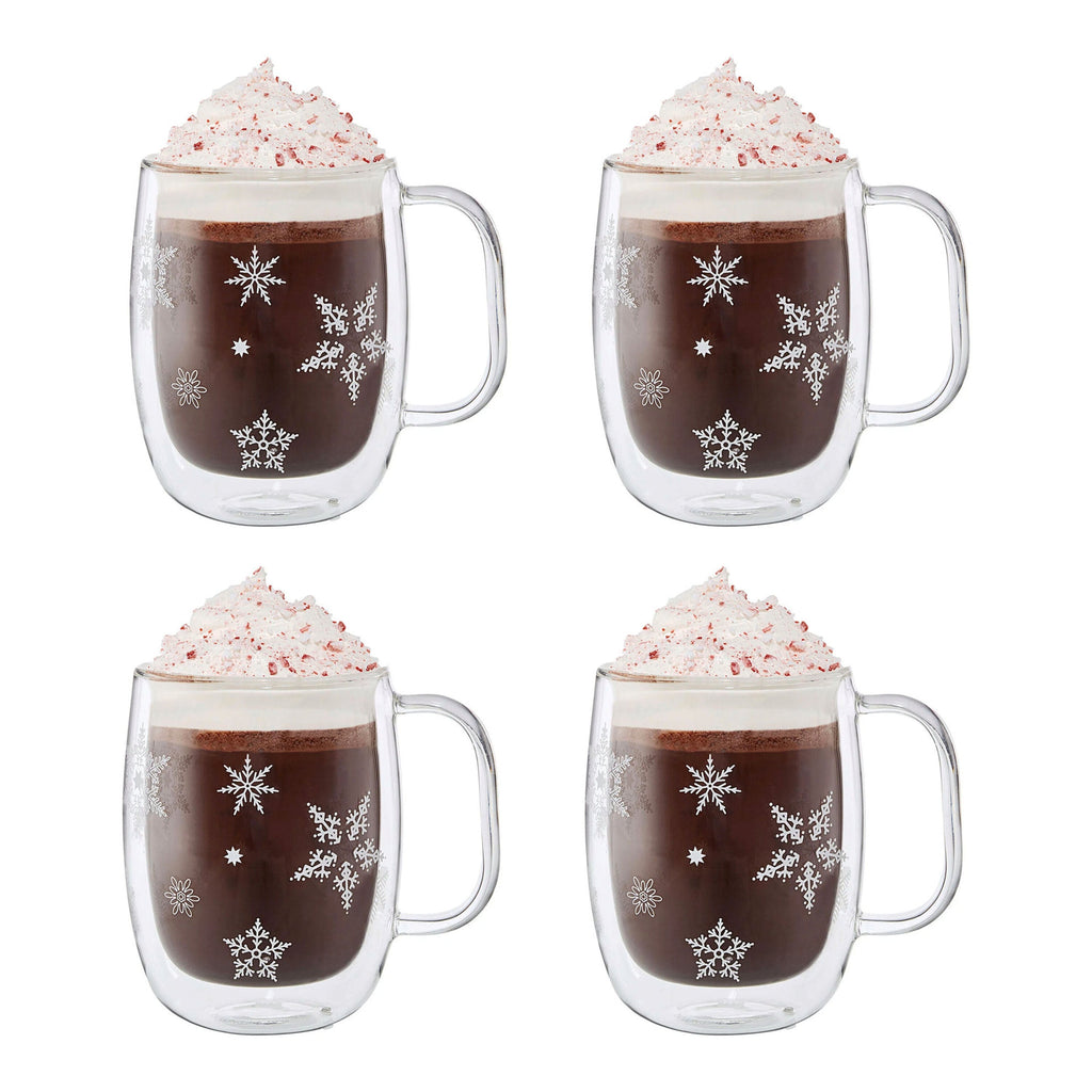ZWILLING Sorrento Double Wall Glassware 4-pc Coffee Glass Mug Snowflake Set