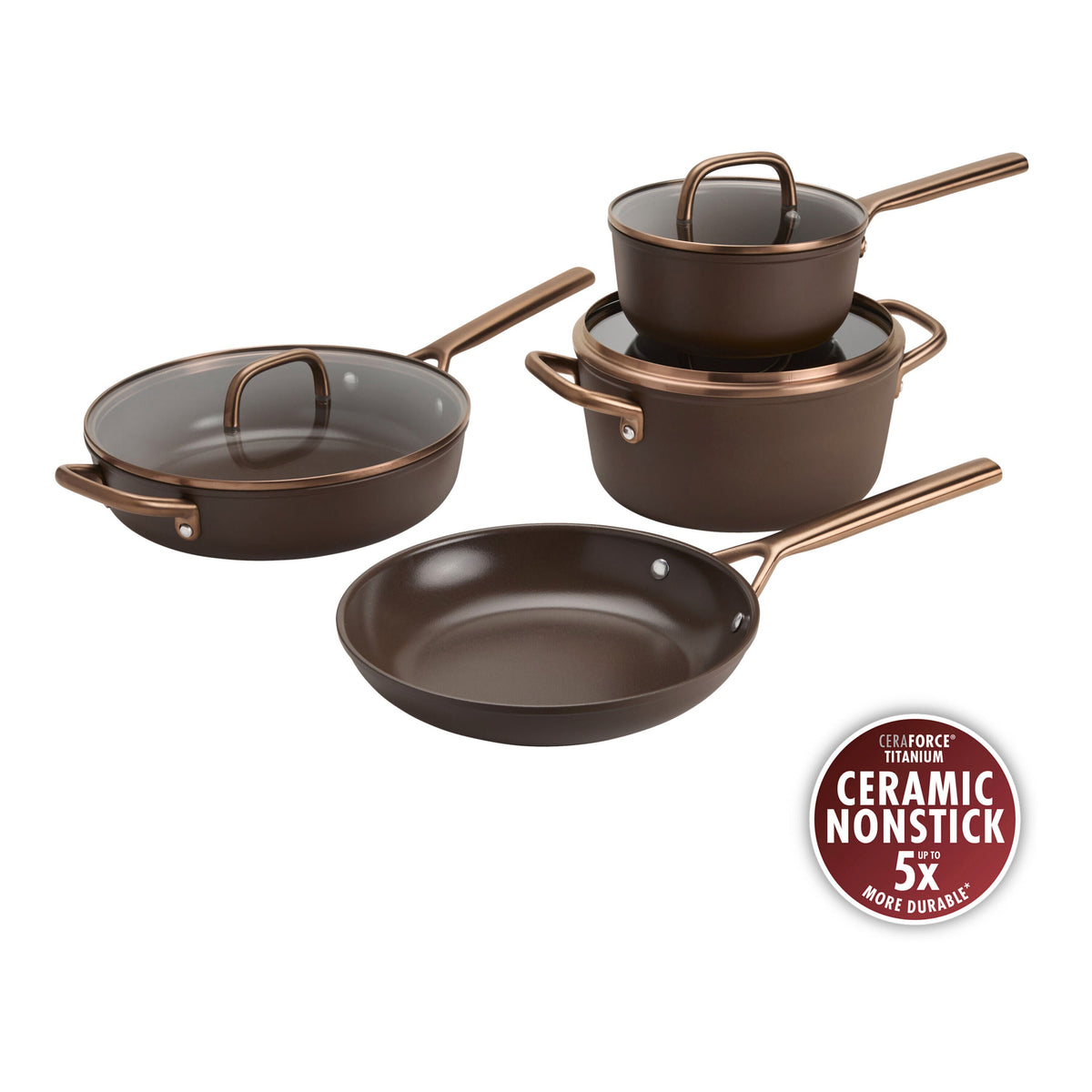 ZWILLING Milano 7-pc, Cookware Set Ceramic Nonstick Titanium