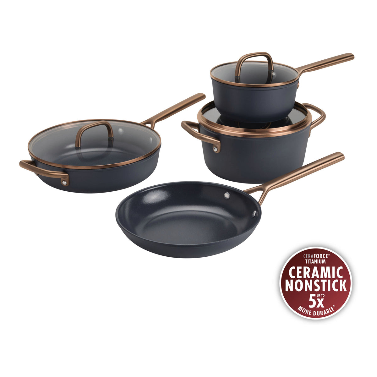 ZWILLING Milano 7-pc, Cookware Set Ceramic Nonstick Titanium