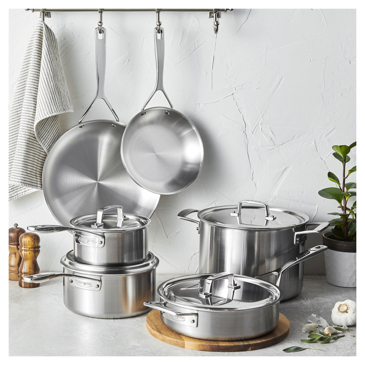 Demeyere Essential 5 10-pc, 18/10 Stainless Steel, Pots And Pans Set