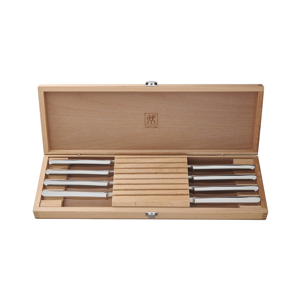 ZWILLING Steak Sets 8-pc, Stainless Steel Serrated Steak Knife Set With Wood Presentation Case