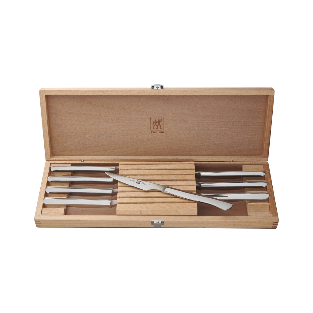 ZWILLING Steak Sets 8-pc, Stainless Steel Serrated Steak Knife Set With Wood Presentation Case