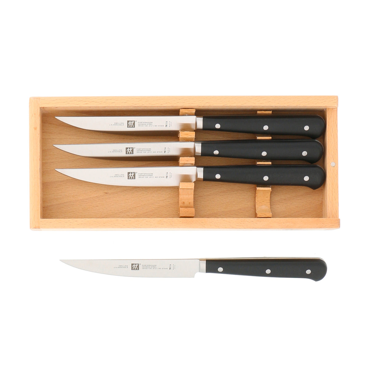 ZWILLING Steak Sets 4-pc, Porterhouse Steak Knife Set In Beechwood Box