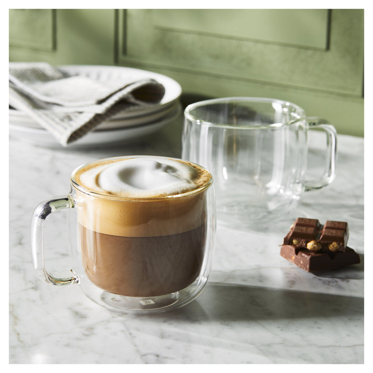 ZWILLING Sorrento Plus Double Wall Glassware 2-pc, Cappuccino Glass Mug Set