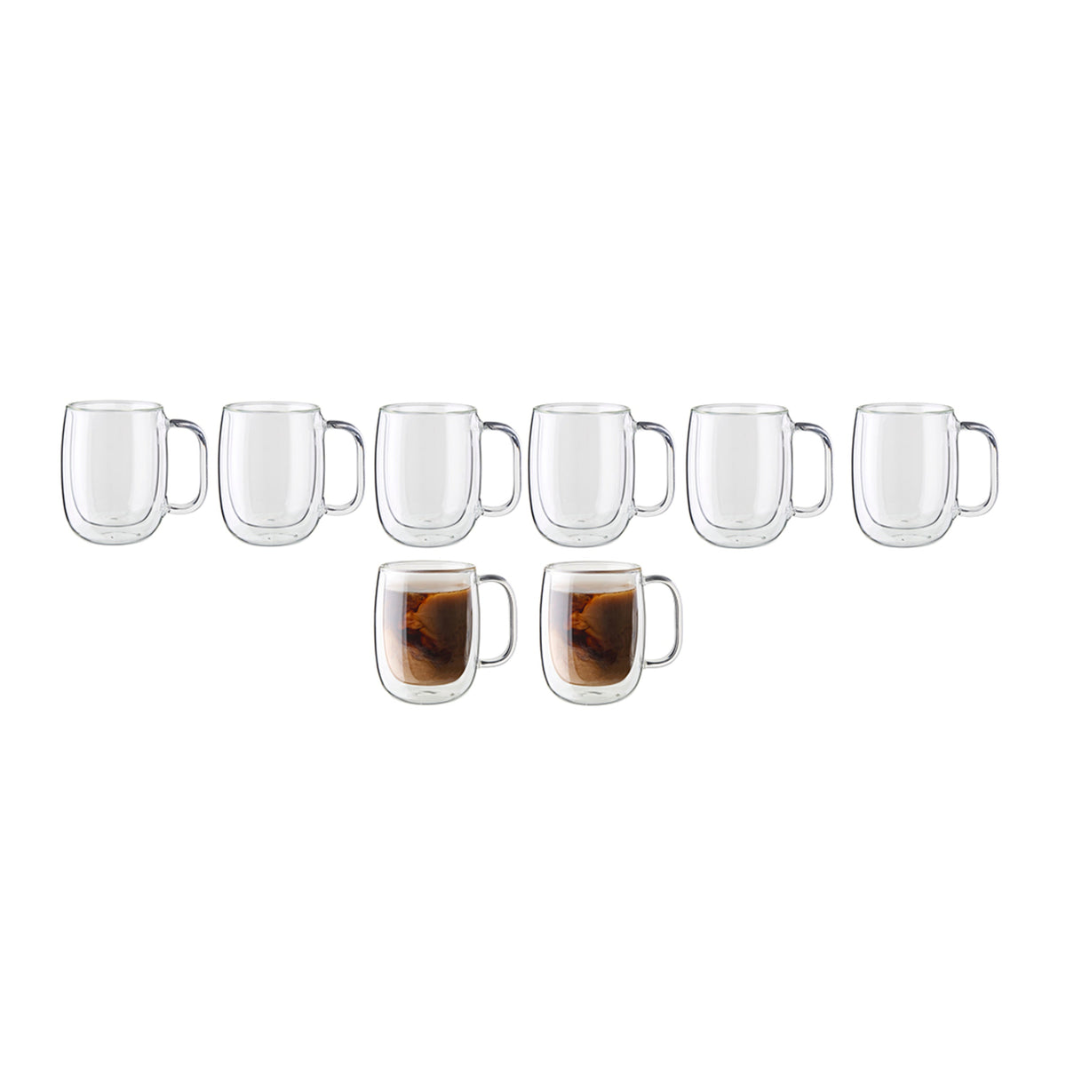 ZWILLING Sorrento Plus Double Wall Glassware 12-oz-/-8-pc Coffee Glass Mug Set