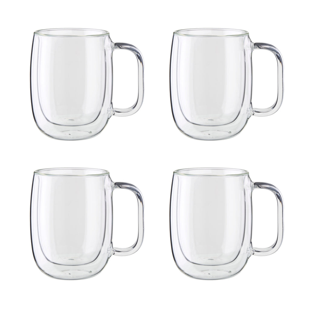 ZWILLING Sorrento Plus Double Wall Glassware 12-oz-/-4-pc Mug Set