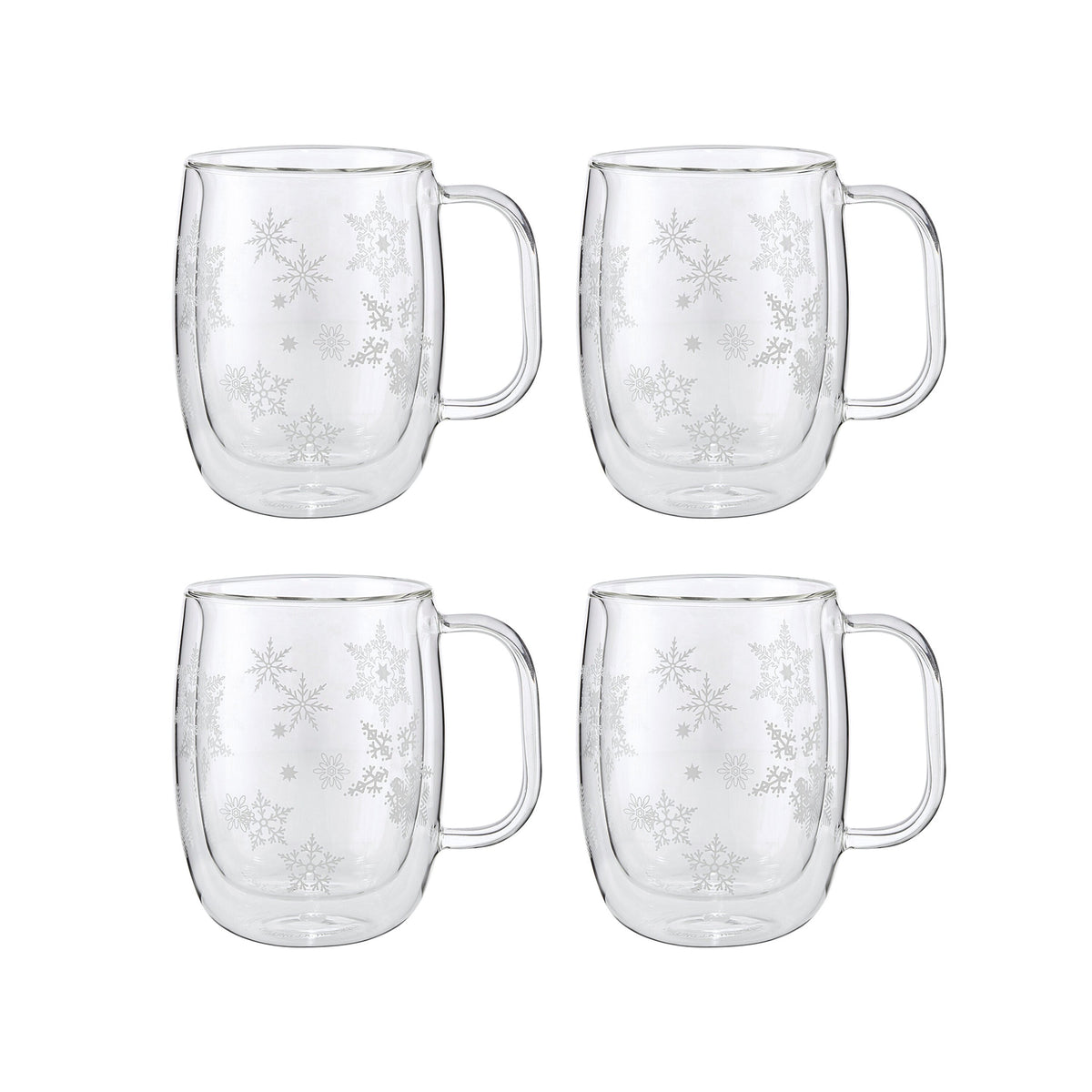 ZWILLING Sorrento Double Wall Glassware 4-pc Coffee Glass Mug Snowflake Set