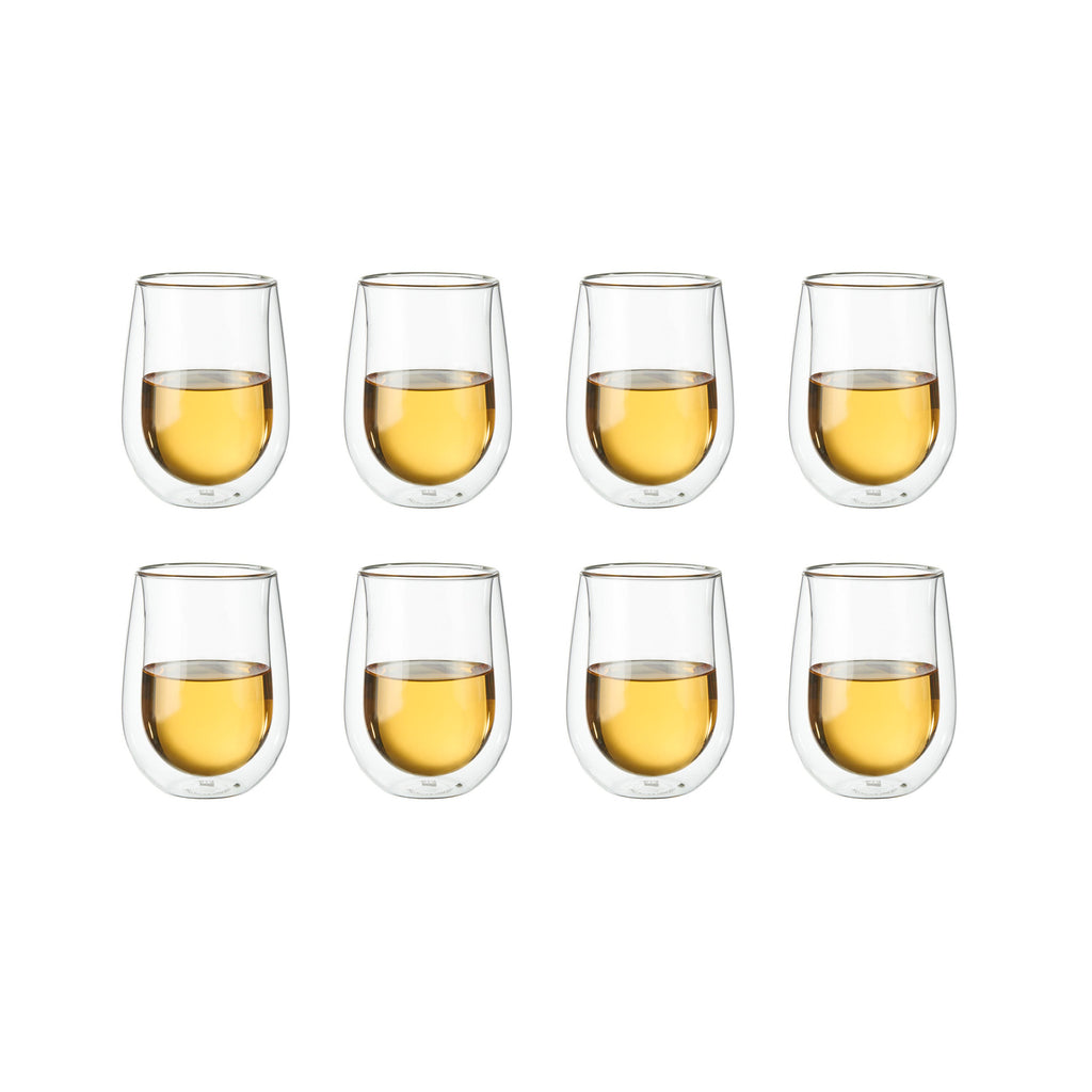 ZWILLING Sorrento Double Wall Glassware 10-oz / 8-pc Stemless White Wine Glass Set
