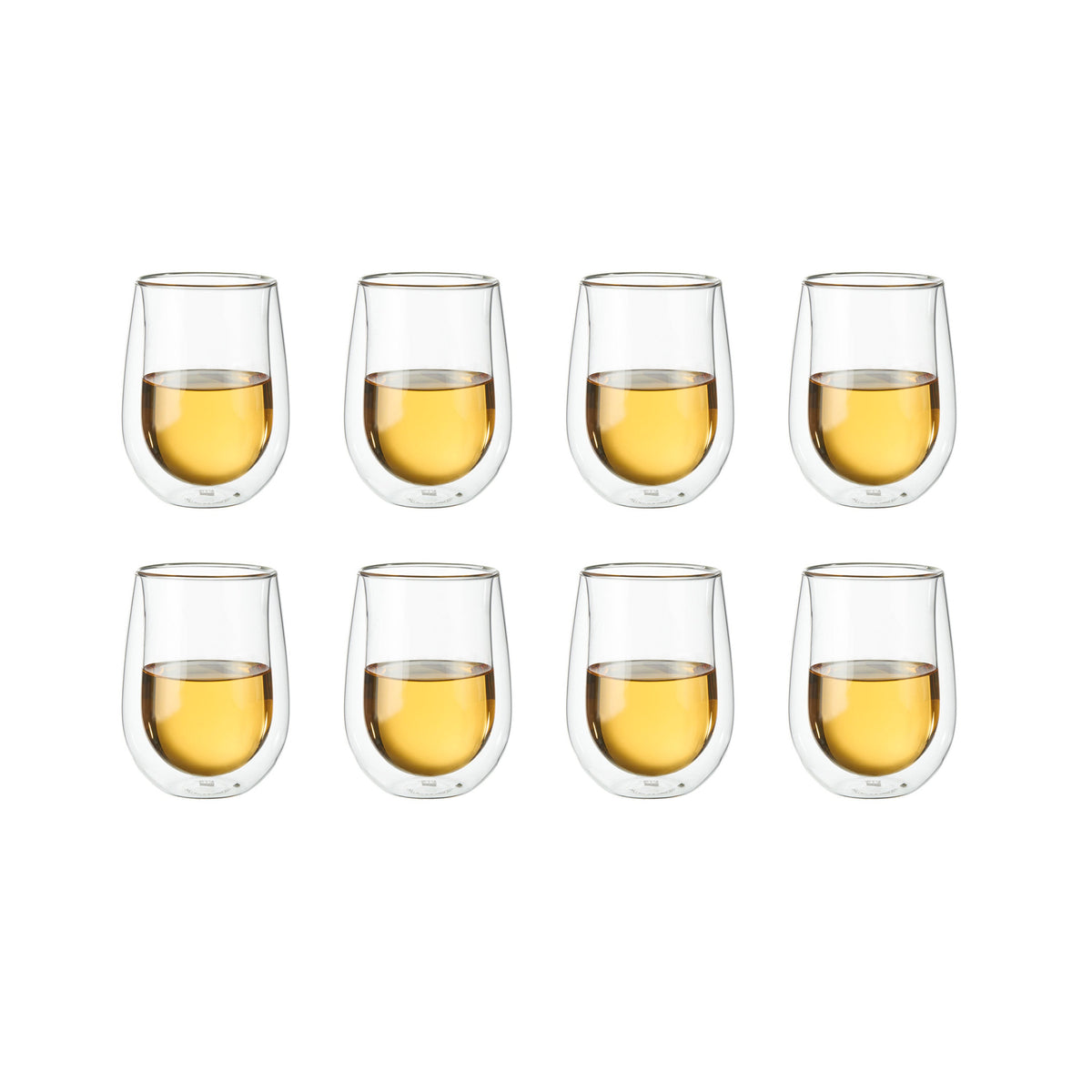 ZWILLING Sorrento Double Wall Glassware 10-oz / 8-pc Stemless White Wine Glass Set