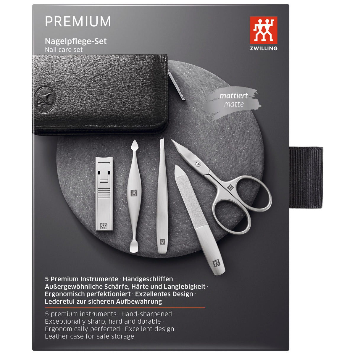ZWILLING PREMIUM 5-pc, Manicure Pedicure Set With Compact Nail Clippers