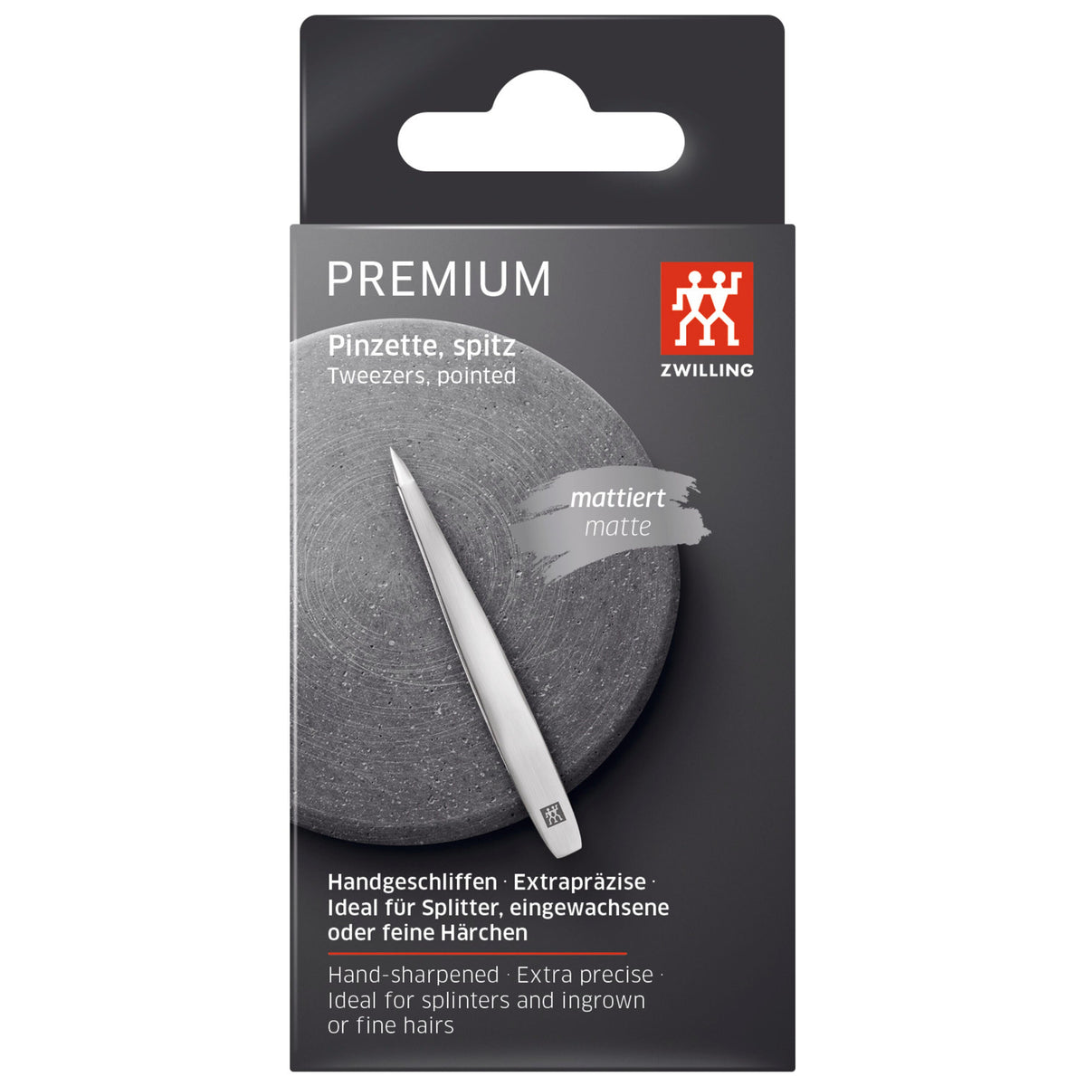 ZWILLING PREMIUM 3.5-inch Tweezers - Stainless Steel Matt, Pointed