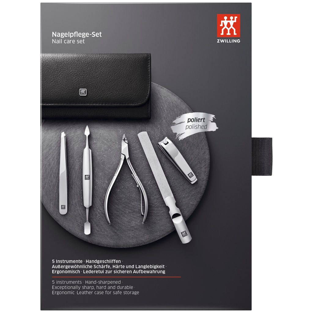 ZWILLING CLASSIC 5-pc, Leather Manicure Pedicure Set With Nail Clippers
