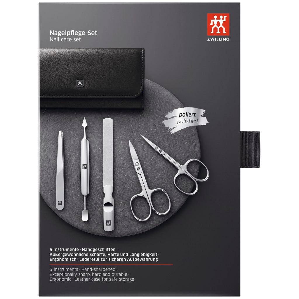 ZWILLING CLASSIC 5-pc, Leather Manicure Pedicure Set With Nail Scissors