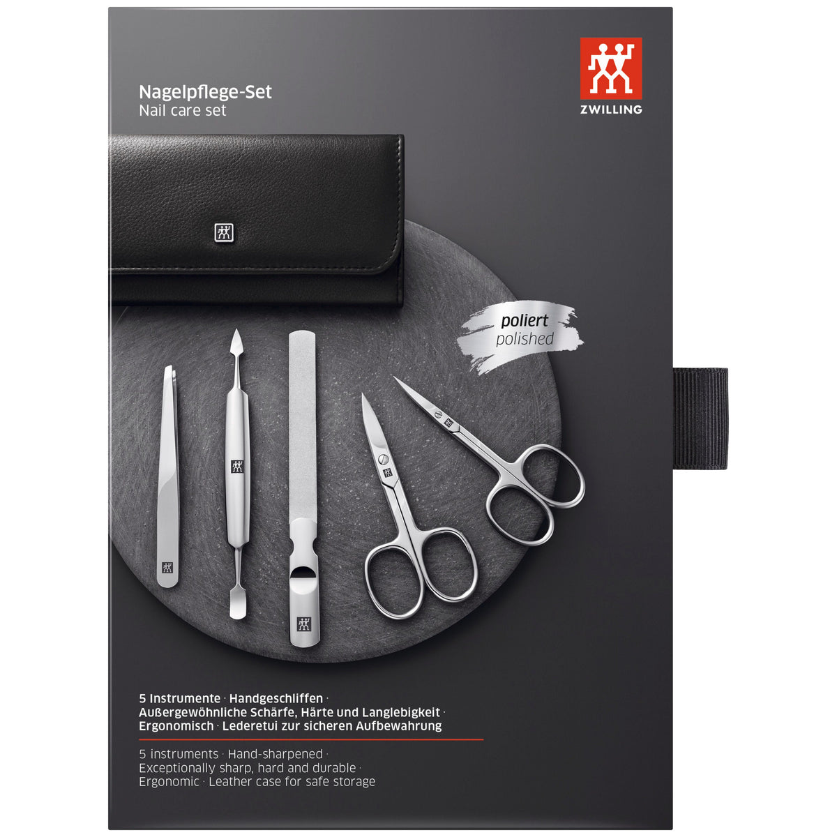 ZWILLING CLASSIC 5-pc, Leather Manicure Pedicure Set With Nail Scissors