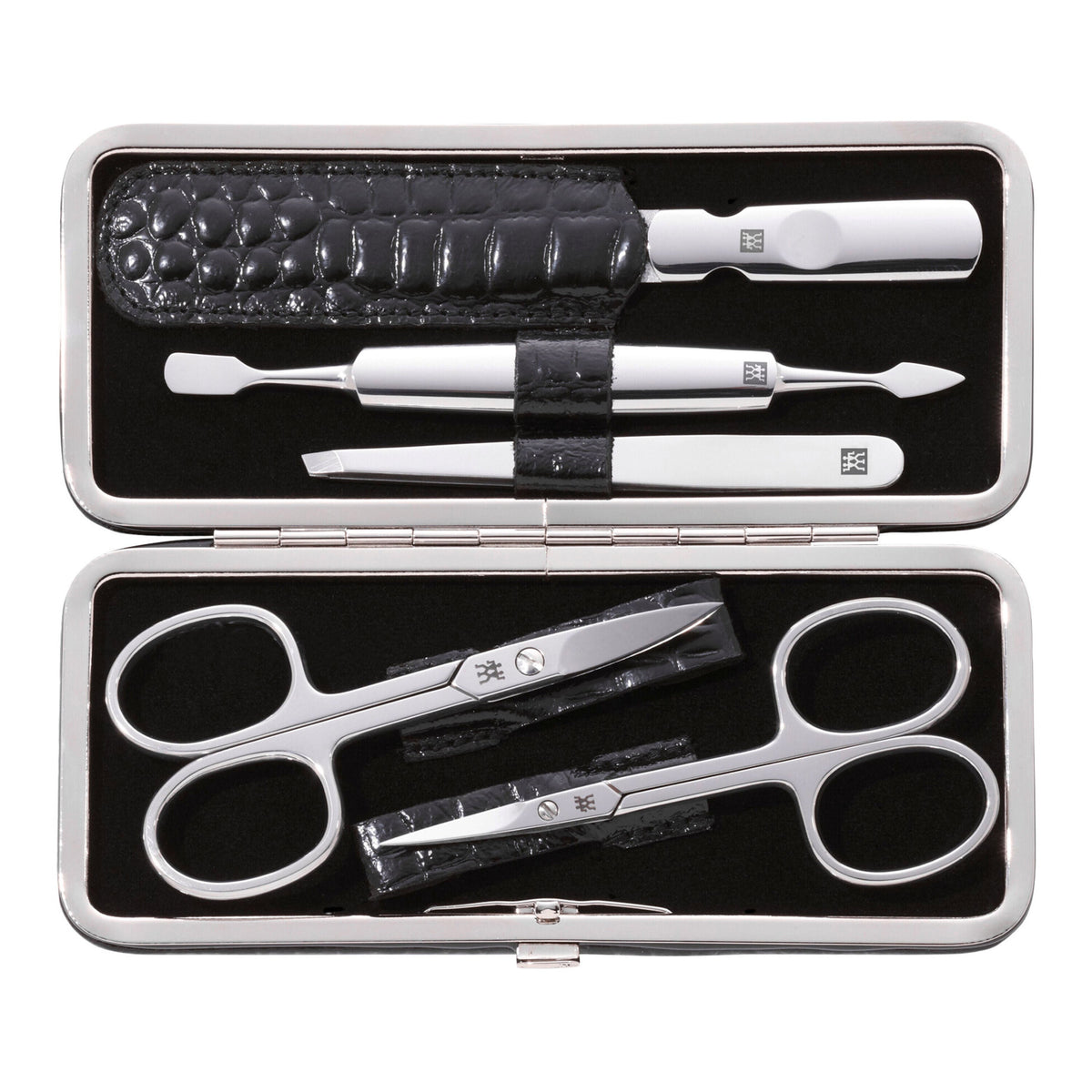 ZWILLING CLASSIC 5-pc, Matte Black, Leather, Manicure Pedicure Set With Nail Scissors