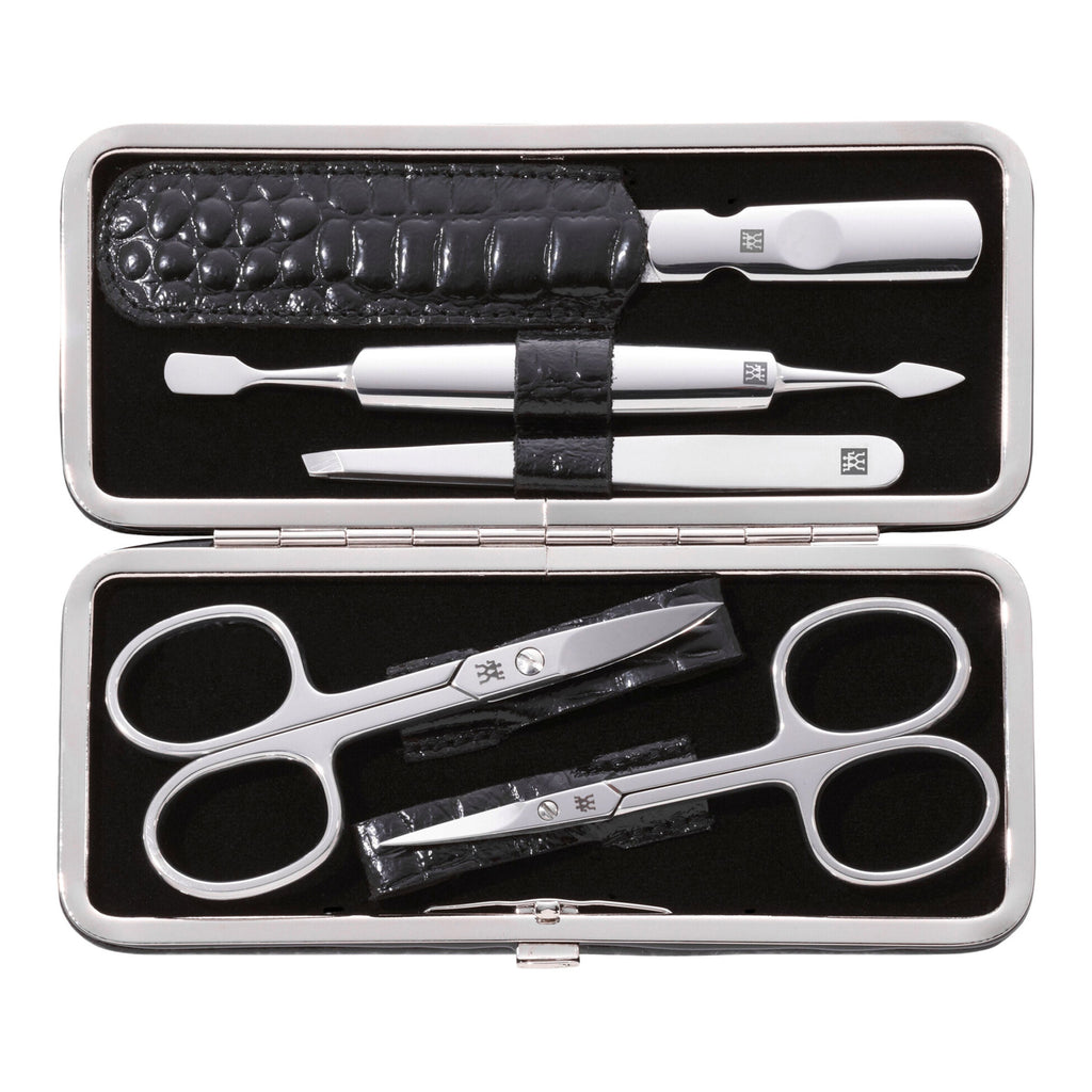 ZWILLING CLASSIC 5-pc, Matte Black, Leather, Manicure Pedicure Set With Nail Scissors