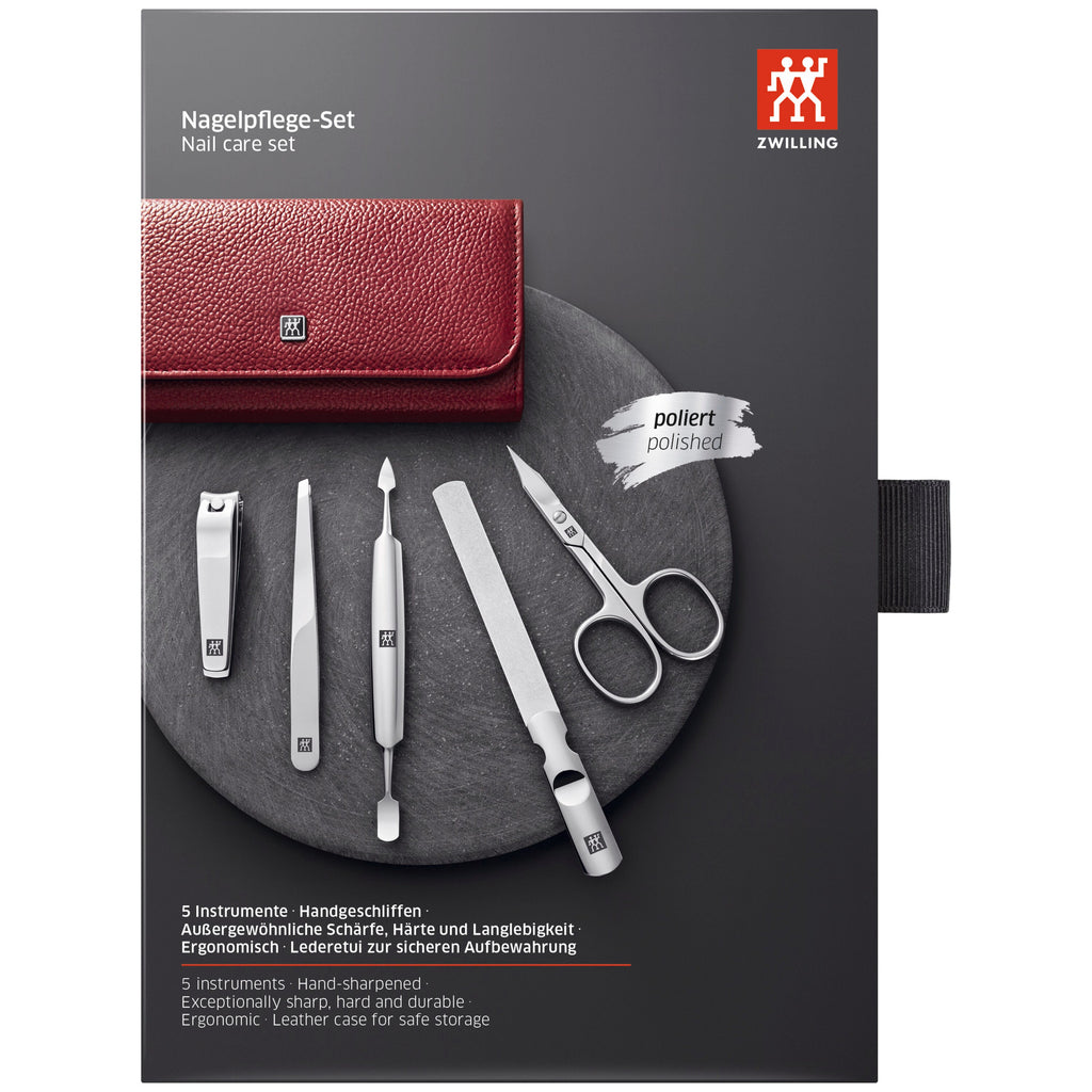 ZWILLING CLASSIC 5-pc, Leather Manicure Pedicure Set With Nail Clippers