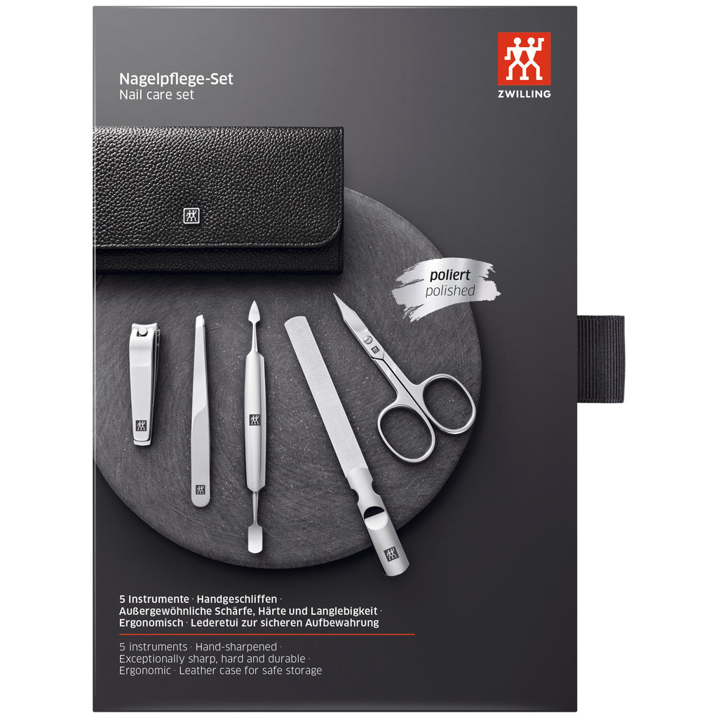 ZWILLING CLASSIC 5-pc, Leather Manicure Pedicure Set With Nail Clippers