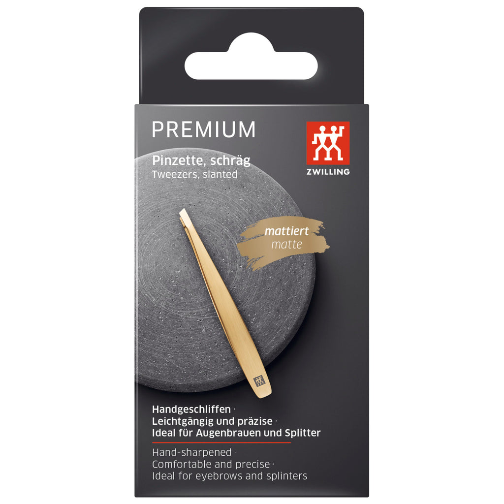 ZWILLING PREMIUM 3.5-inch Gold Edition Tweezers, Slanted