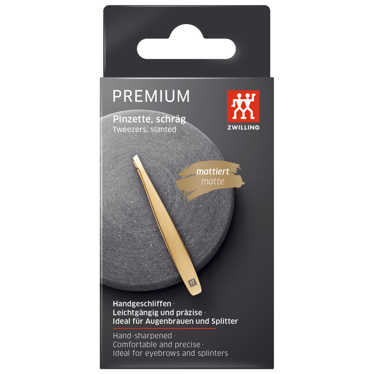 ZWILLING PREMIUM 3.5-inch Gold Edition Tweezers, Slanted