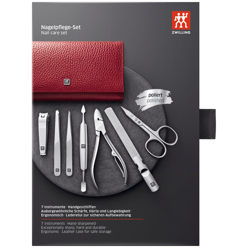 ZWILLING CLASSIC 7-pc, Leather Manicure Pedicure Set With Nail Clippers