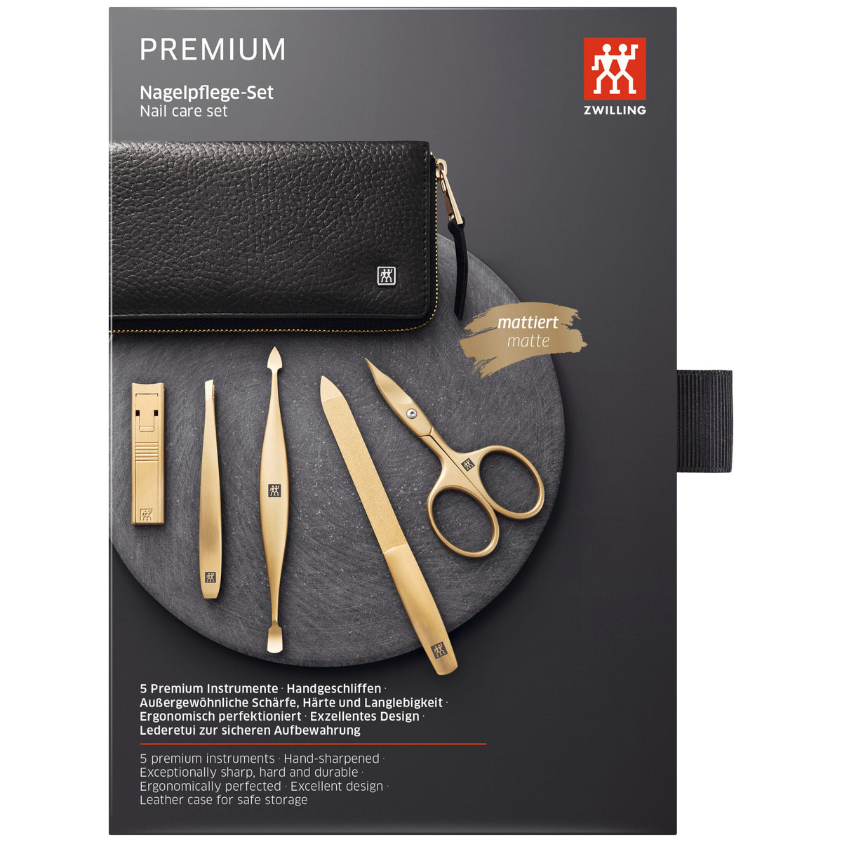 ZWILLING PREMIUM 5-pc, Manicure Pedicure Set With Compact Nail Clippers
