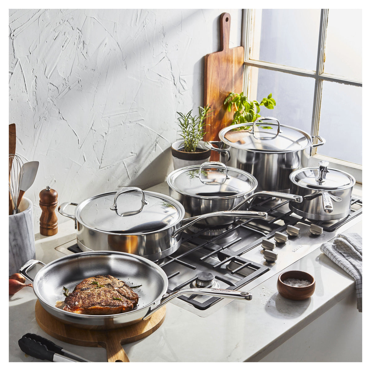 Demeyere Atlantis 3-pc, 18/10 Stainless Steel, Stainless Steel Cookware Set