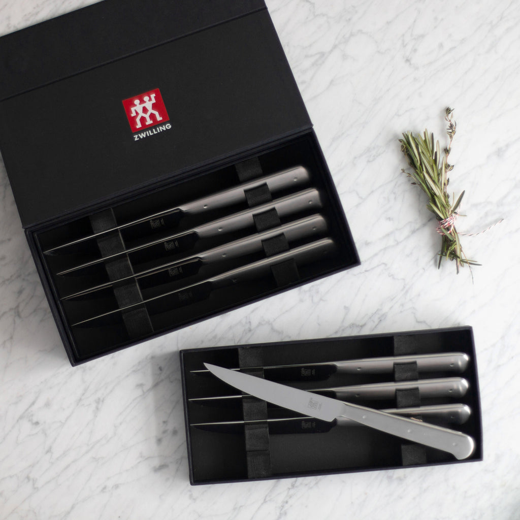 ZWILLING Steak Sets 8-pc, 18/10 Stainless Steel Porterhouse Steak Knife Set In Black Presentation Box