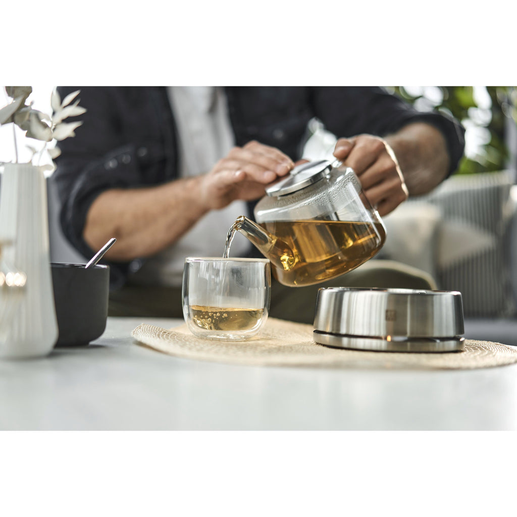 ZWILLING Sorrento Double Wall Glassware 27-oz, Teapot With Stainless Steel Stand