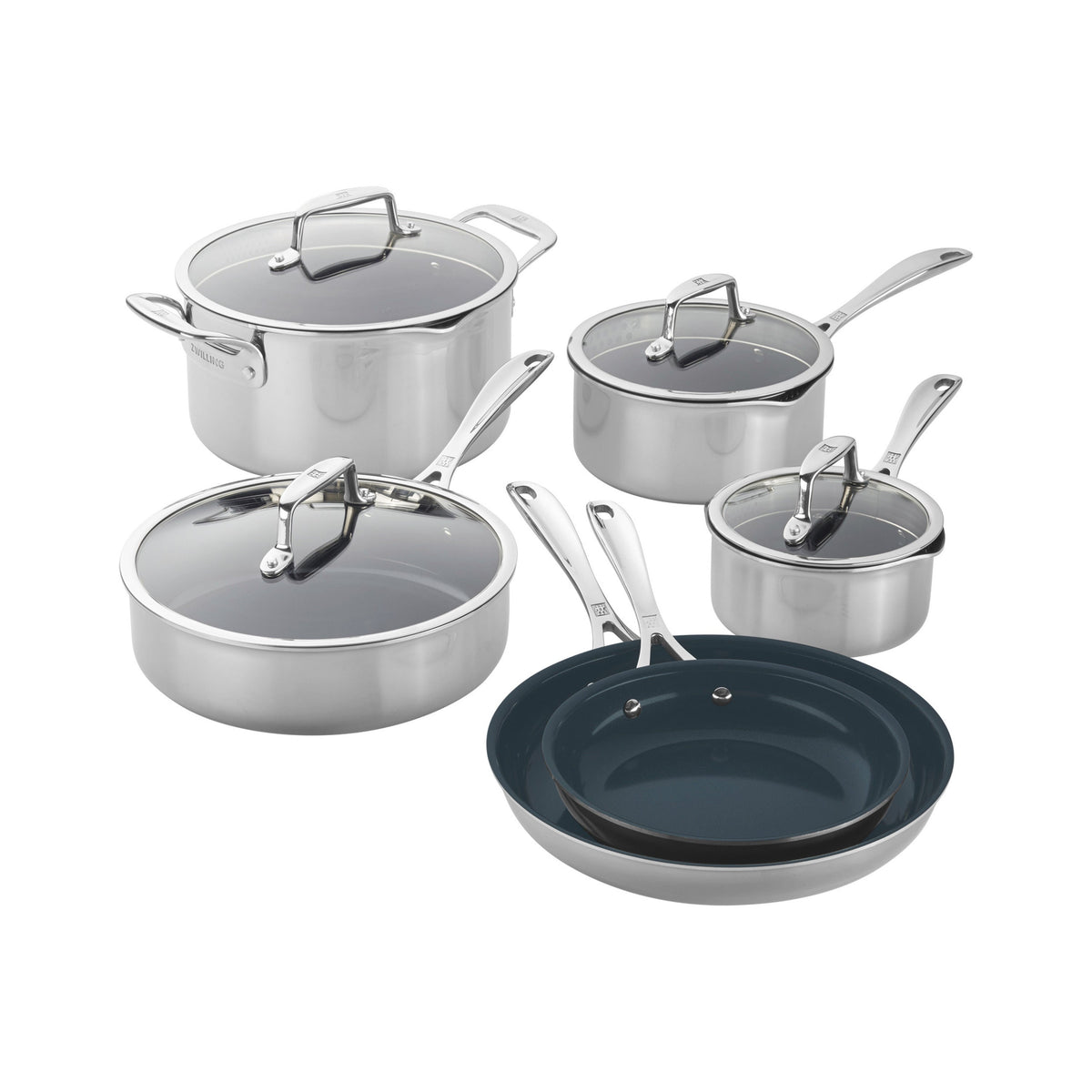 ZWILLING Clad CFX 10-pc, Non-stick, Stainless Steel Ceramic Cookware Set