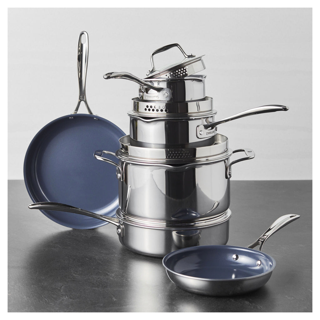 ZWILLING Clad CFX 10-pc, Non-stick, Stainless Steel Ceramic Cookware Set