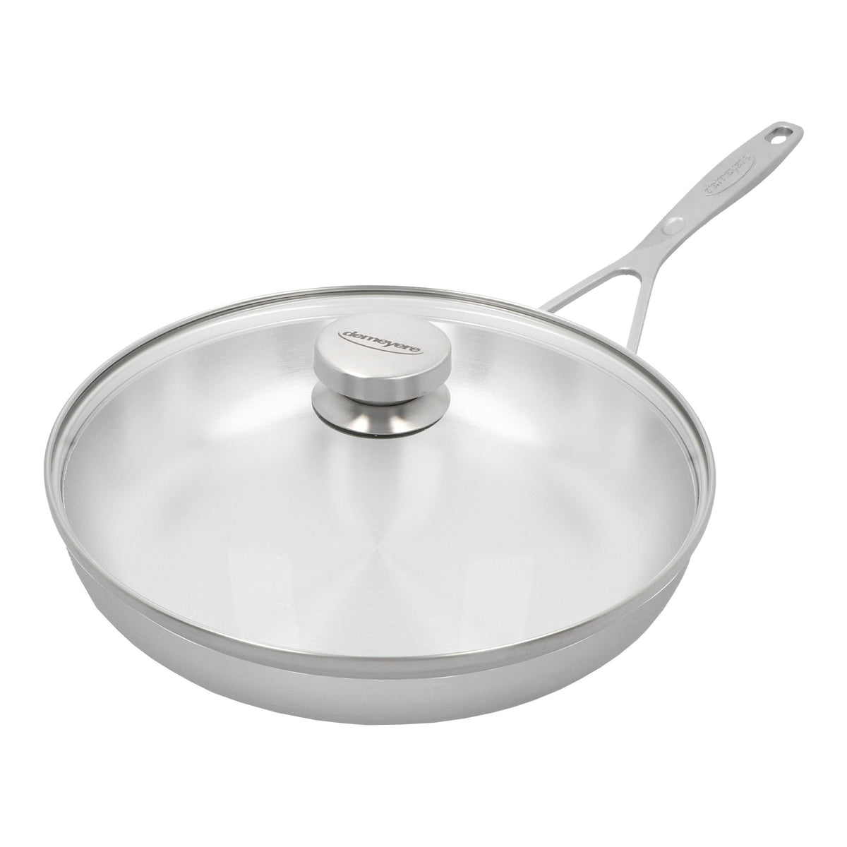 Demeyere Industry 5 11-inch, 18/10 Stainless Steel, Frying Pan With Glass Lid