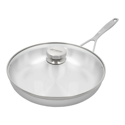 Demeyere Industry 5 11-inch, 18/10 Stainless Steel, Frying Pan With Glass Lid