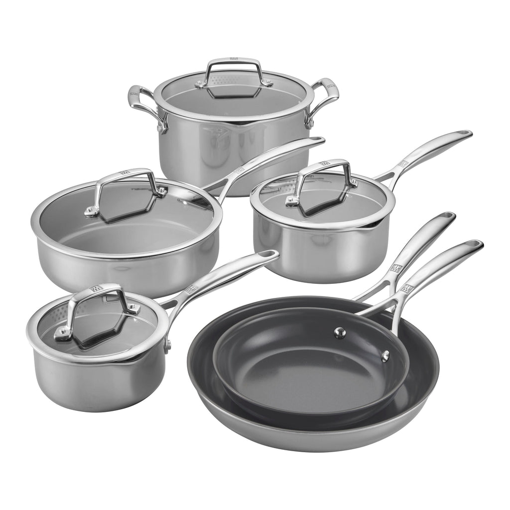 ZWILLING Energy Plus 10-pc, 18/10 Stainless Steel, Pots And Pans Set Ceramic Coating