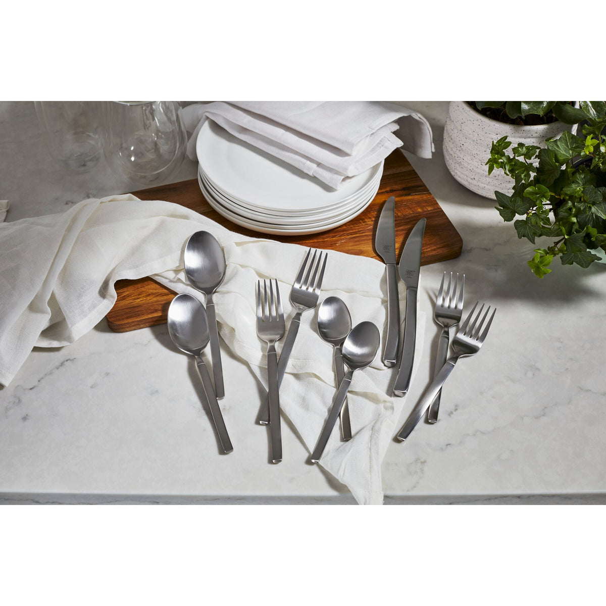 ZWILLING Opus (matted) 45-pc Opus Satin Flatware Set, 18/10 Stainless Steel