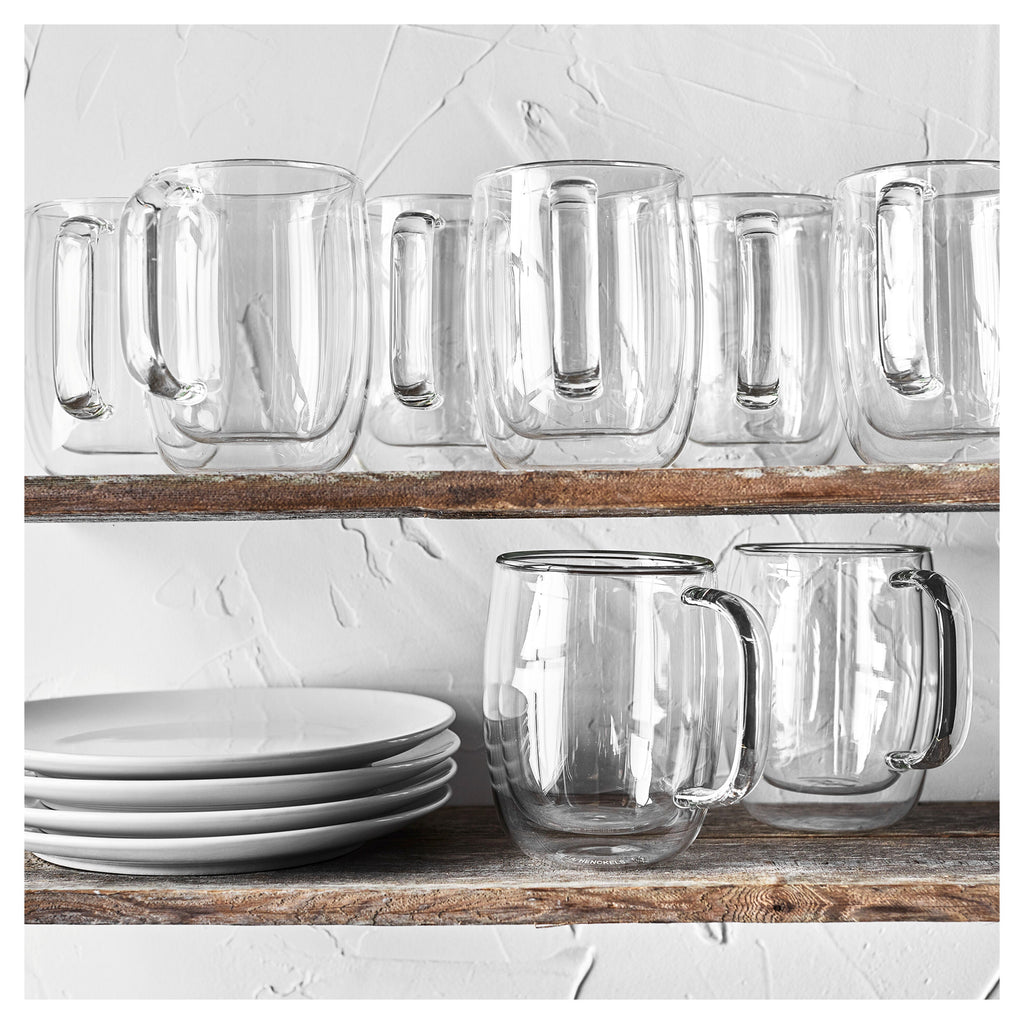 ZWILLING Sorrento Plus Double Wall Glassware 12-oz-/-8-pc Coffee Glass Mug Set