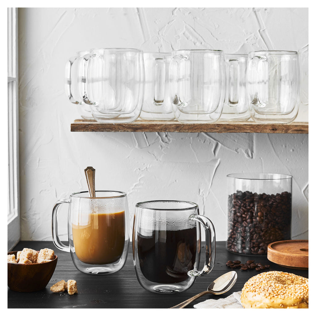 ZWILLING Sorrento Plus Double Wall Glassware 12-oz-/-8-pc Coffee Glass Mug Set