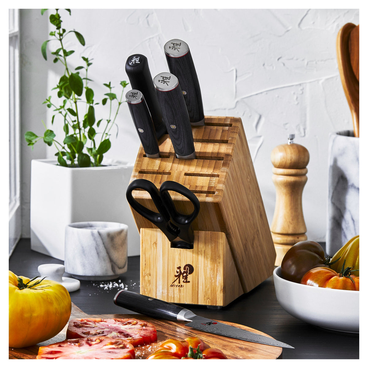 MIYABI KAIZEN II 5000FCD 7-pc, Knife block set