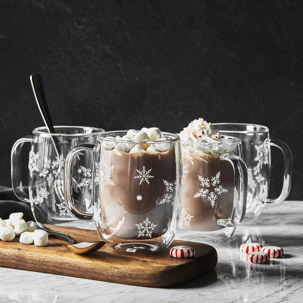 ZWILLING Sorrento Double Wall Glassware 4-pc Coffee Glass Mug Snowflake Set