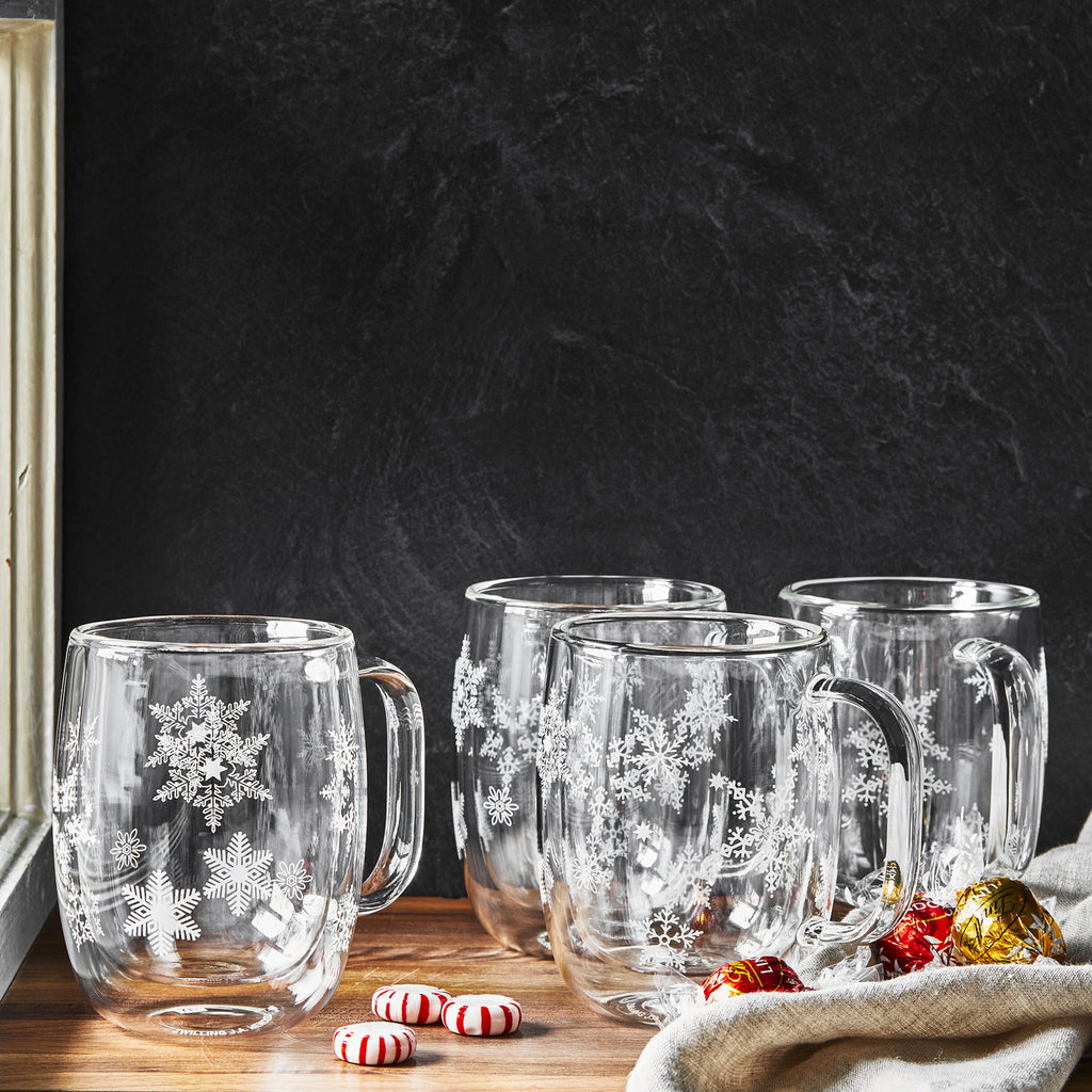 ZWILLING Sorrento Double Wall Glassware 4-pc Coffee Glass Mug Snowflake Set