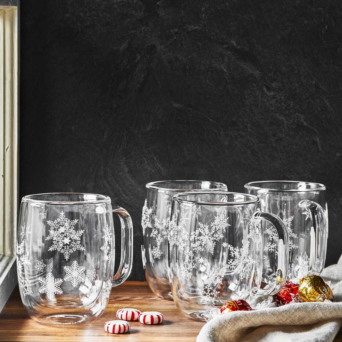 ZWILLING Sorrento Double Wall Glassware 4-pc Coffee Glass Mug Snowflake Set