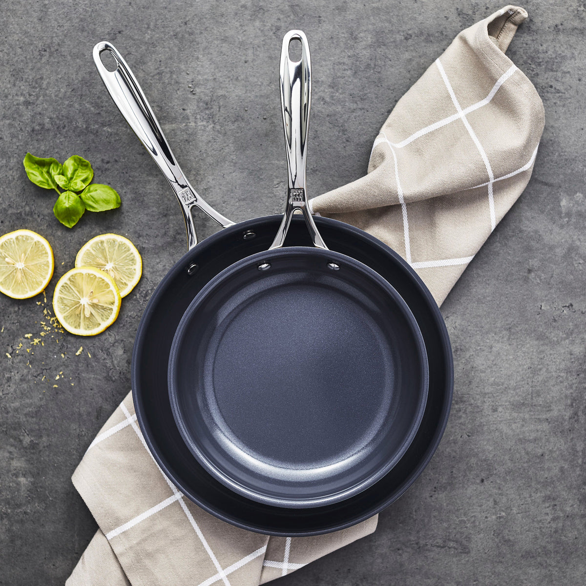 ZWILLING Clad CFX 2-pc, Stainless Steel, Ceramic Coating, Non-stick, Frying Pan Set
