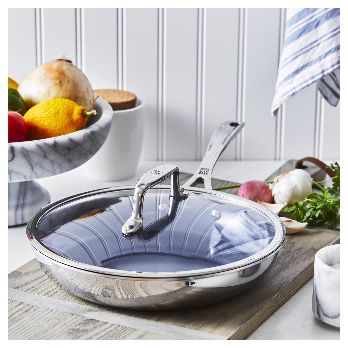 ZWILLING Clad CFX 2-pc, Stainless Steel, Ceramic Coating, Non-stick, Fry Pan With Lid Set