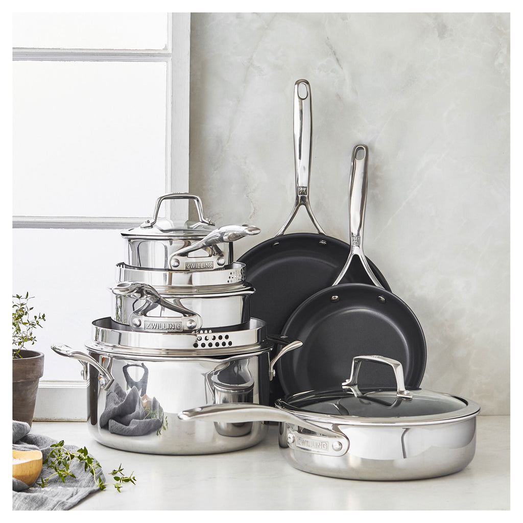 ZWILLING Energy Plus 10-pc, 18/10 Stainless Steel, Pots And Pans Set Ceramic Coating